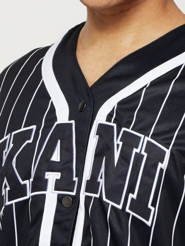 Karl Kani Serif Pinstripe Baseball Shirt - Image 3