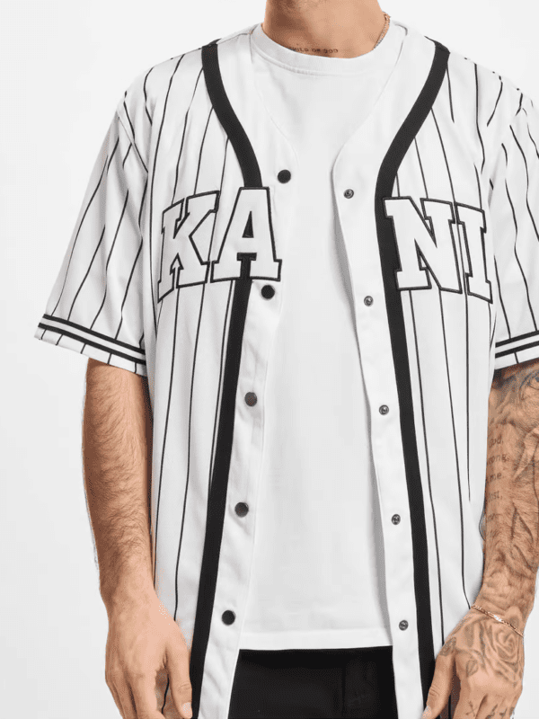Karl Kani Serif Pinstripe Baseball Shirt - Image 5