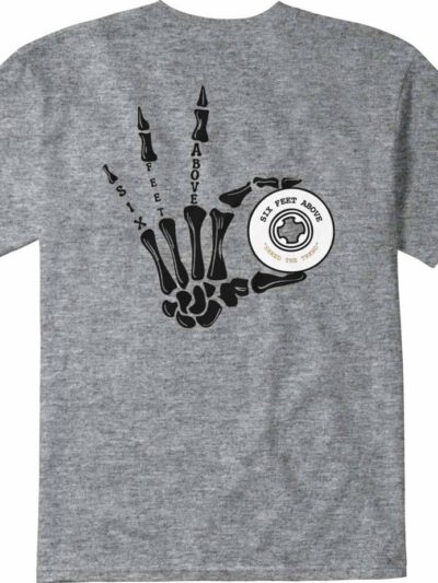 Emerica X Six Feet Above Skeleton Grey Heather T-shirt - Image 3