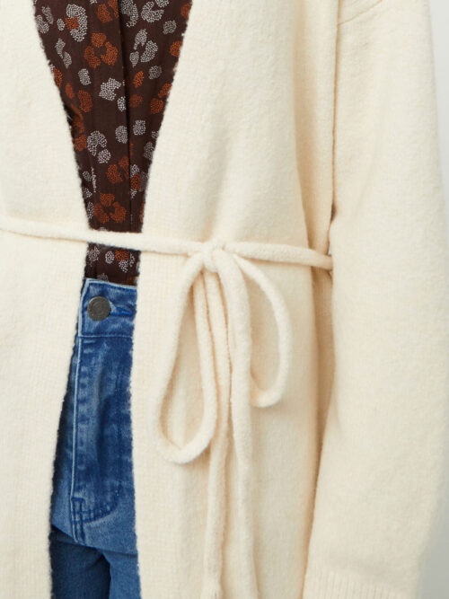 Compania Fantastica Long Knitted Jacket - Ecru - Image 4