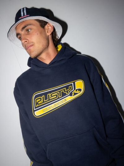 Rusty Roadhouse Taped Hooded Fleece Navy - Image 5