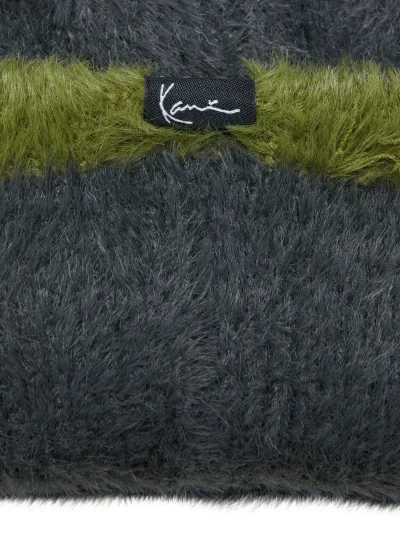 Karl Kani Signature Fluffy Beanie Black/Olive - Image 5