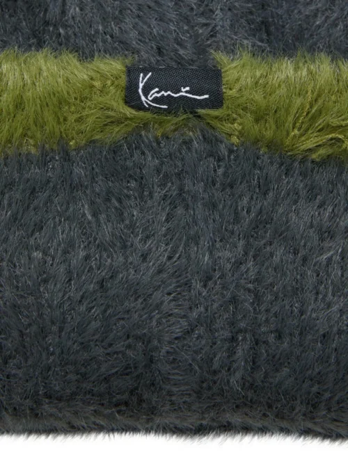 Karl Kani Signature Fluffy Beanie Black/Olive - Image 5