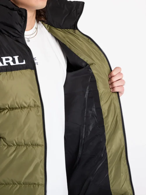 Karl Kani Retro Essential Puffer Jacket Olive - Image 5