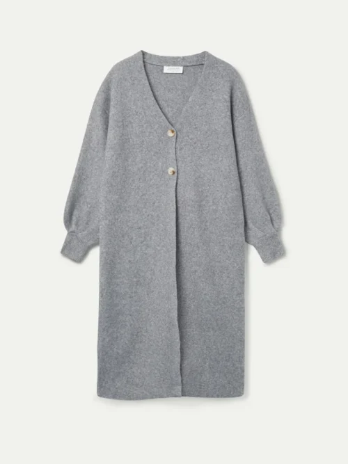 Compania Fantastica Long Grey V-Neck Coat - Image 5