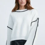 Womens Sweater With Contrast Stitching