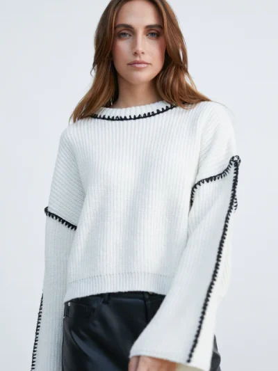 Womens Sweater With Contrast Stitching