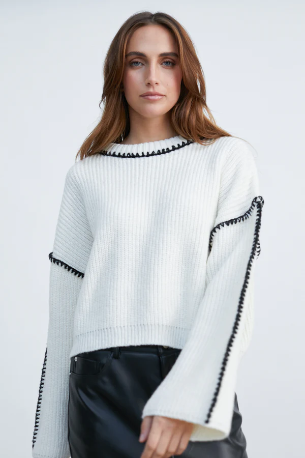 Womens Sweater With Contrast Stitching