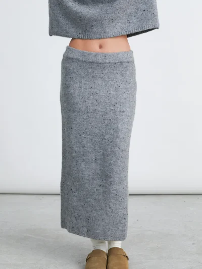 Womens Knitted Skirt In Grey