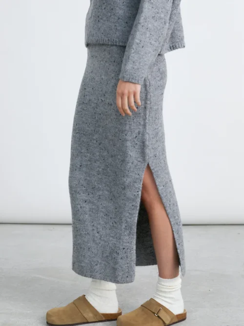 Womens Knitted Skirt In Grey - Image 3