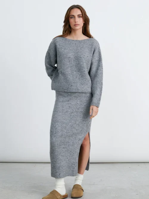 Womens Knitted Skirt In Grey - Image 5