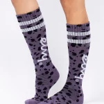 Cheerleader Wool Socks - Purple Cheetah