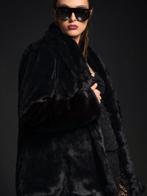 Peace & Chaos Lustrous Eco-Fur Coat - Image 3