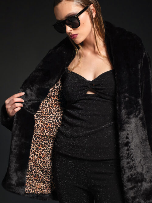 Peace & Chaos Lustrous Eco-Fur Coat - Image 4