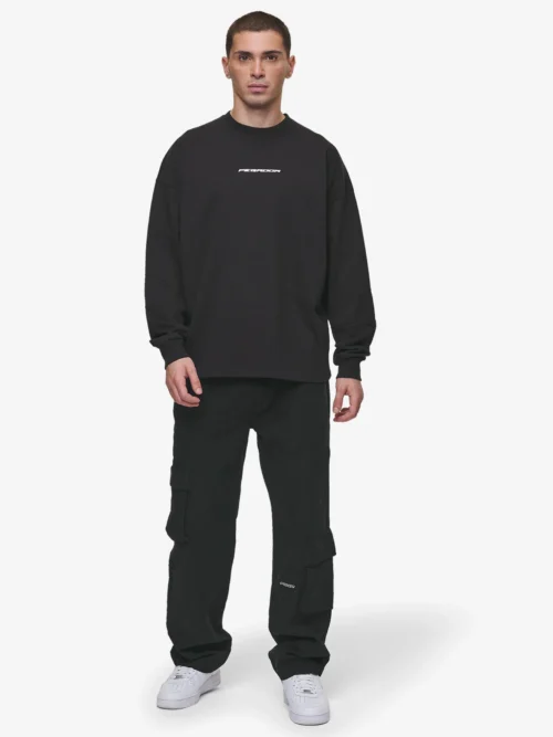 ανδρικό cargo παντελόνι από την Pegador σε μαύρο χρώμα και φαρδιά γραμμή