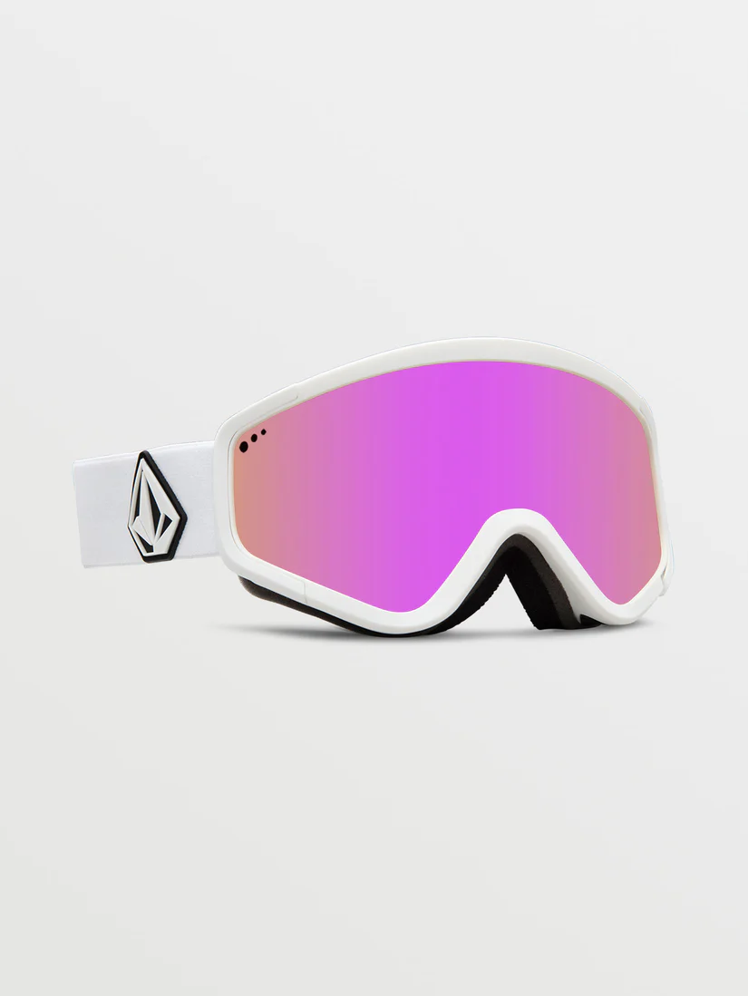 volcom μάσκα για σκι και snowboard σε άσπρο χρώμα και με ροζ φακό