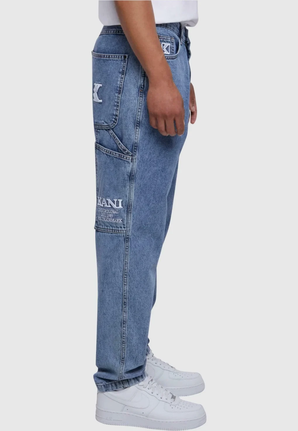 ανδρικό τζιν παντελόνι baggy workwear denim από την εταιρεία karl kani σε μπλε απόχρωση