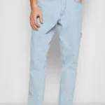 ανδρικό τζιν παντελόνι tapered workwear denim από την karl kani σε ελαφρύ μπλε χρώμα με σχέδια στο πίσω μέρος