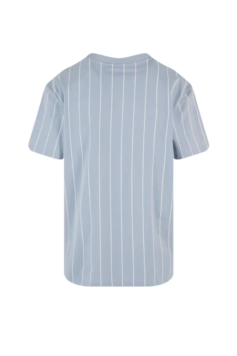 το karl kani t-shirt σε μπλε απόχρωση με ρίγα ανδρικό κοντομάνικο μπλουζάκι με επιγραφή της εταιρείας στο μπροστινό μέρος
