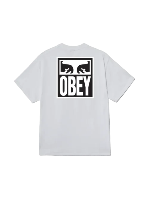 λευκό obey t-shirt με τύπωμα στο μπροστινό και πίσω μέρος