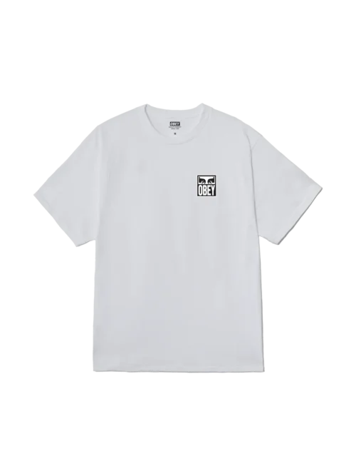 λευκό obey t-shirt με τύπωμα στο μπροστινό και πίσω μέρος