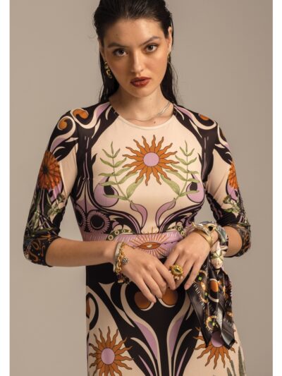 γυναικείο φαρδύ φόρεμα με σχέδιο από την peace and chaos, ancestress maxi dress