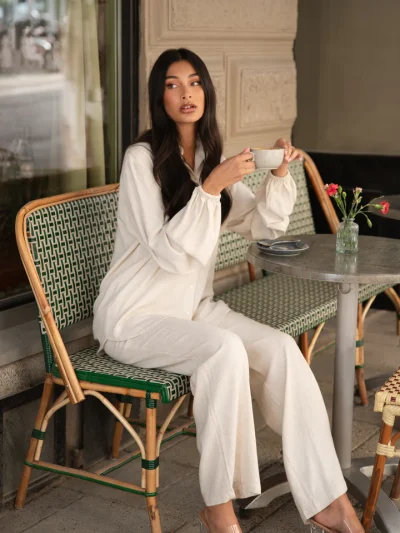 γυναικείο λινό παντελόνι σε άσπρο χρώμα, jolie linen pant