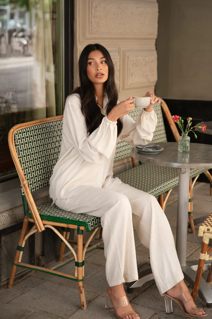 γυναικείο λινό παντελόνι σε άσπρο χρώμα, jolie linen pant