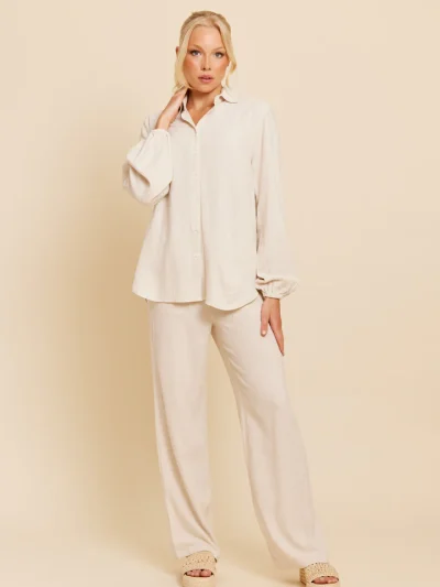 γυναικείο λινό παντελόνι σε άσπρο χρώμα, jolie linen pant