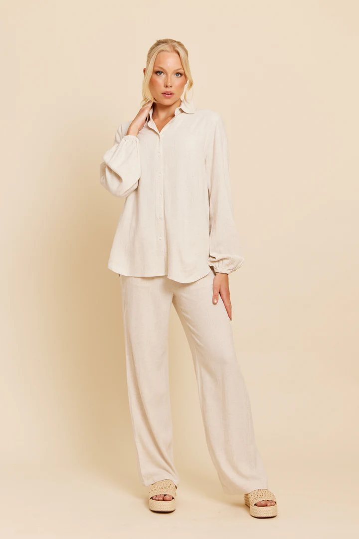γυναικείο λινό παντελόνι σε άσπρο χρώμα, jolie linen pant