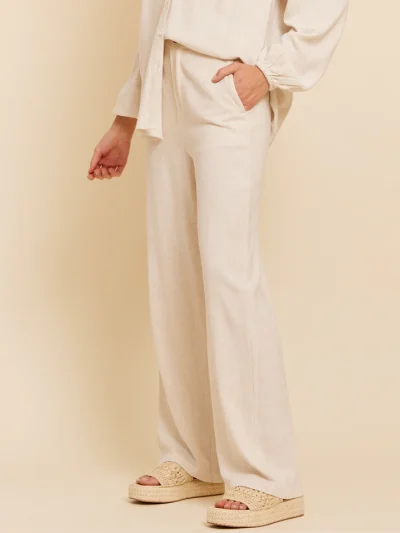 γυναικείο λινό παντελόνι σε άσπρο χρώμα, jolie linen pant