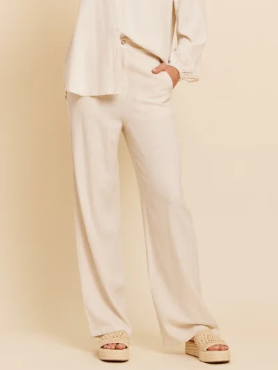 γυναικείο λινό παντελόνι σε άσπρο χρώμα, jolie linen pant
