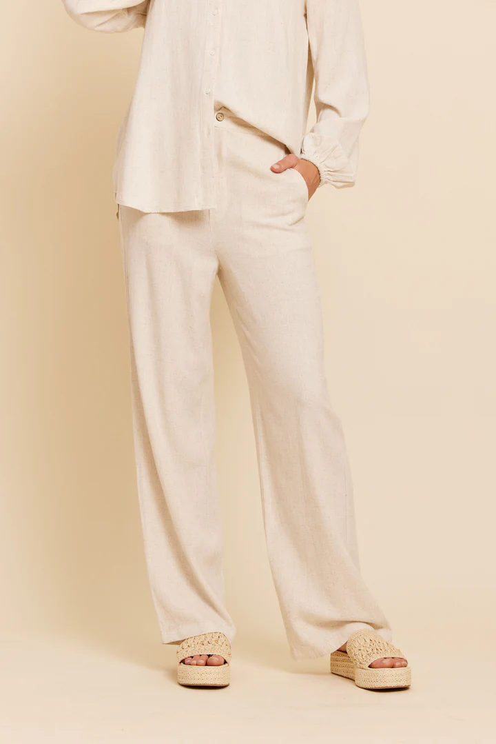 γυναικείο λινό παντελόνι σε άσπρο χρώμα, jolie linen pant