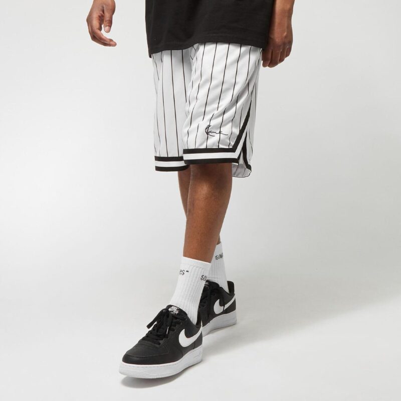 ανδρική βερμούδα με ρίγες ασπρόμαυρή, karl kani small signature pinstripe mesh shorts