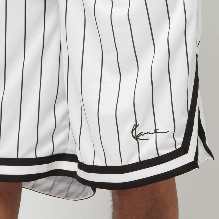 ανδρική βερμούδα με ρίγες ασπρόμαυρή, karl kani small signature pinstripe mesh shorts