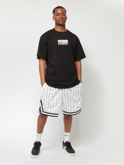 ανδρική βερμούδα με ρίγες ασπρόμαυρή, karl kani small signature pinstripe mesh shorts