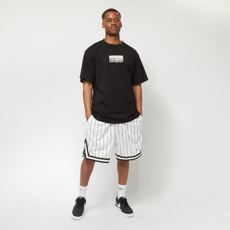 ανδρική βερμούδα με ρίγες ασπρόμαυρή, karl kani small signature pinstripe mesh shorts