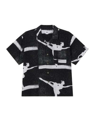 ανδρικό κοντομάνικο πουκάμισο από την obey, jacques shirt black