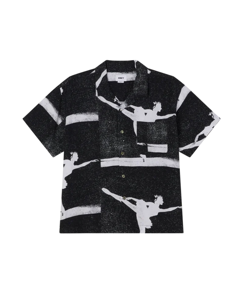 ανδρικό κοντομάνικο πουκάμισο από την obey, jacques shirt black