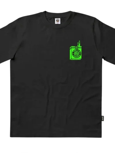 The Dudes too short smokes neon classic t-shirt ανδρική κοντομάνικη μπλούζα σε μαύρο χρώμα με πράσινο τύπωμα