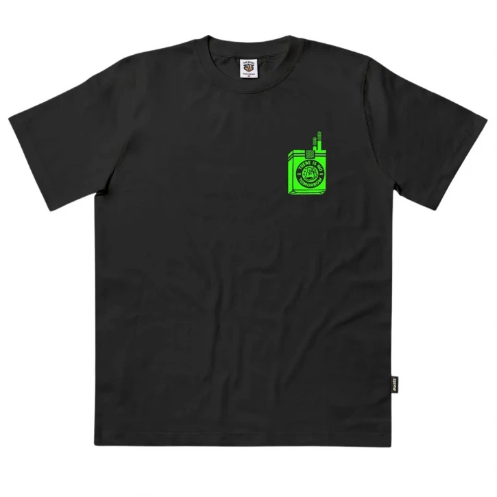 The Dudes too short smokes neon classic t-shirt ανδρική κοντομάνικη μπλούζα σε μαύρο χρώμα με πράσινο τύπωμα