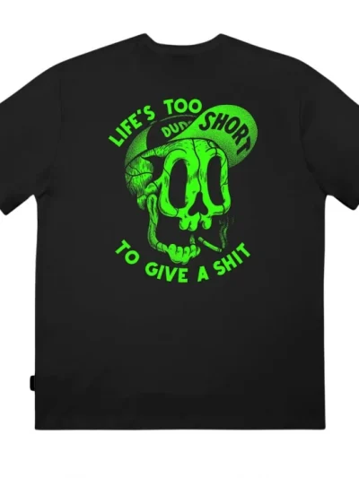 The Dudes too short smokes neon classic t-shirt ανδρική κοντομάνικη μπλούζα σε μαύρο χρώμα με πράσινο τύπωμα