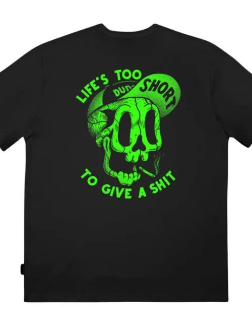 The Dudes too short smokes neon classic t-shirt ανδρική κοντομάνικη μπλούζα σε μαύρο χρώμα με πράσινο τύπωμα