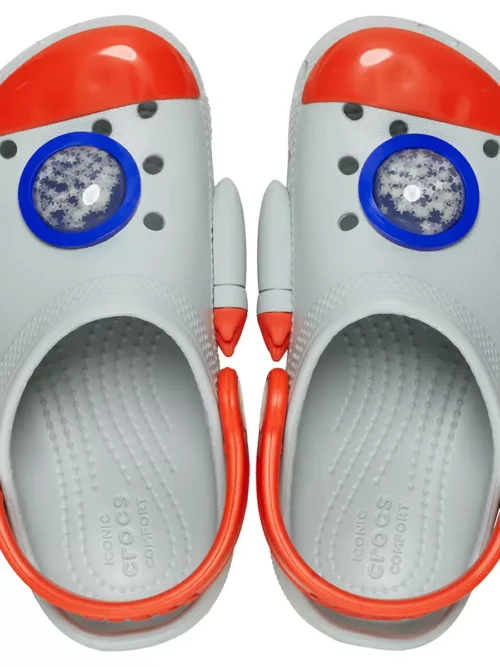 παιδικά crocs σε σχήμα διαστημόπλοιου και γκρι χρώμα, crocs t classic rocketship clog