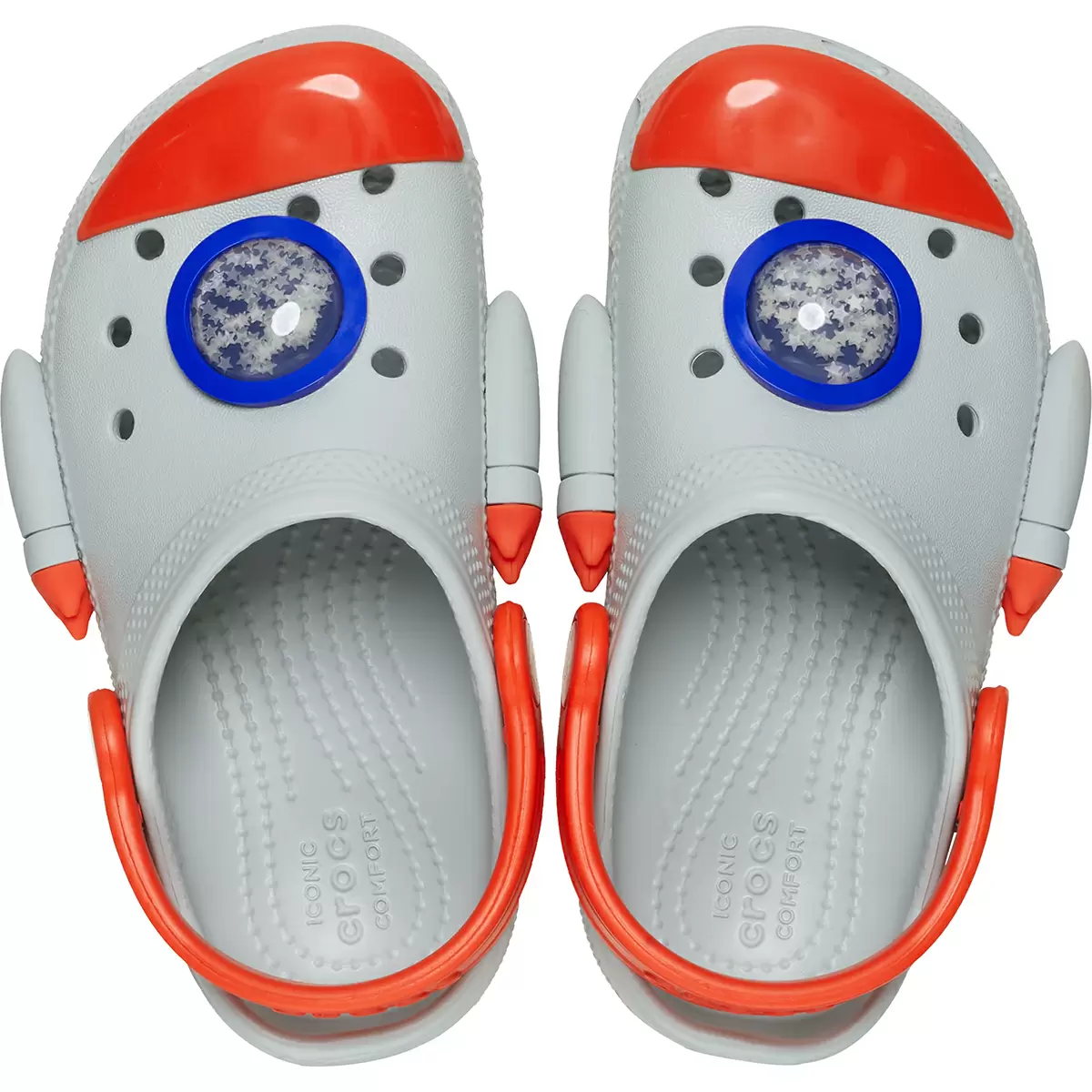 παιδικά crocs σε σχήμα διαστημόπλοιου και γκρι χρώμα, crocs t classic rocketship clog