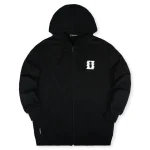 μαύρη λεπτή ζακέτα με κουκούλα από την we ride local, stoked black light zipped hoodie