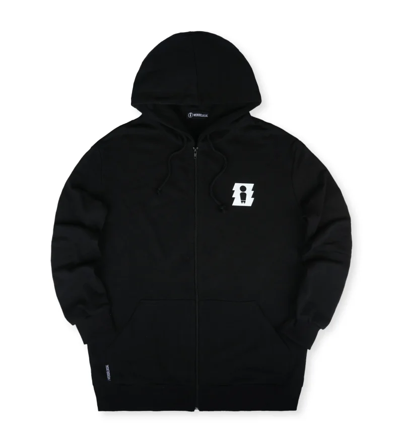 μαύρη λεπτή ζακέτα με κουκούλα από την we ride local, stoked black light zipped hoodie