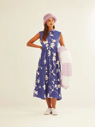 γυναικείο αμάνικο φόρεμα blue silhouette από την xantic