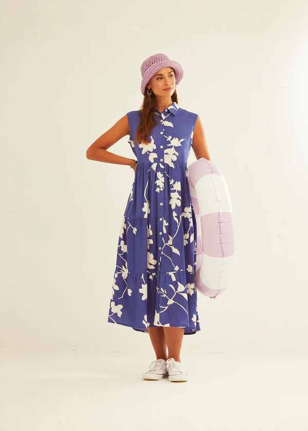 γυναικείο αμάνικο φόρεμα blue silhouette από την xantic