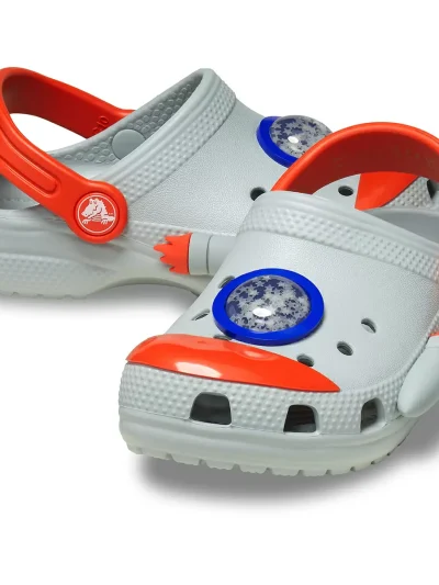 παιδικά crocs σε σχήμα διαστημόπλοιου και γκρι χρώμα, crocs t classic rocketship clog